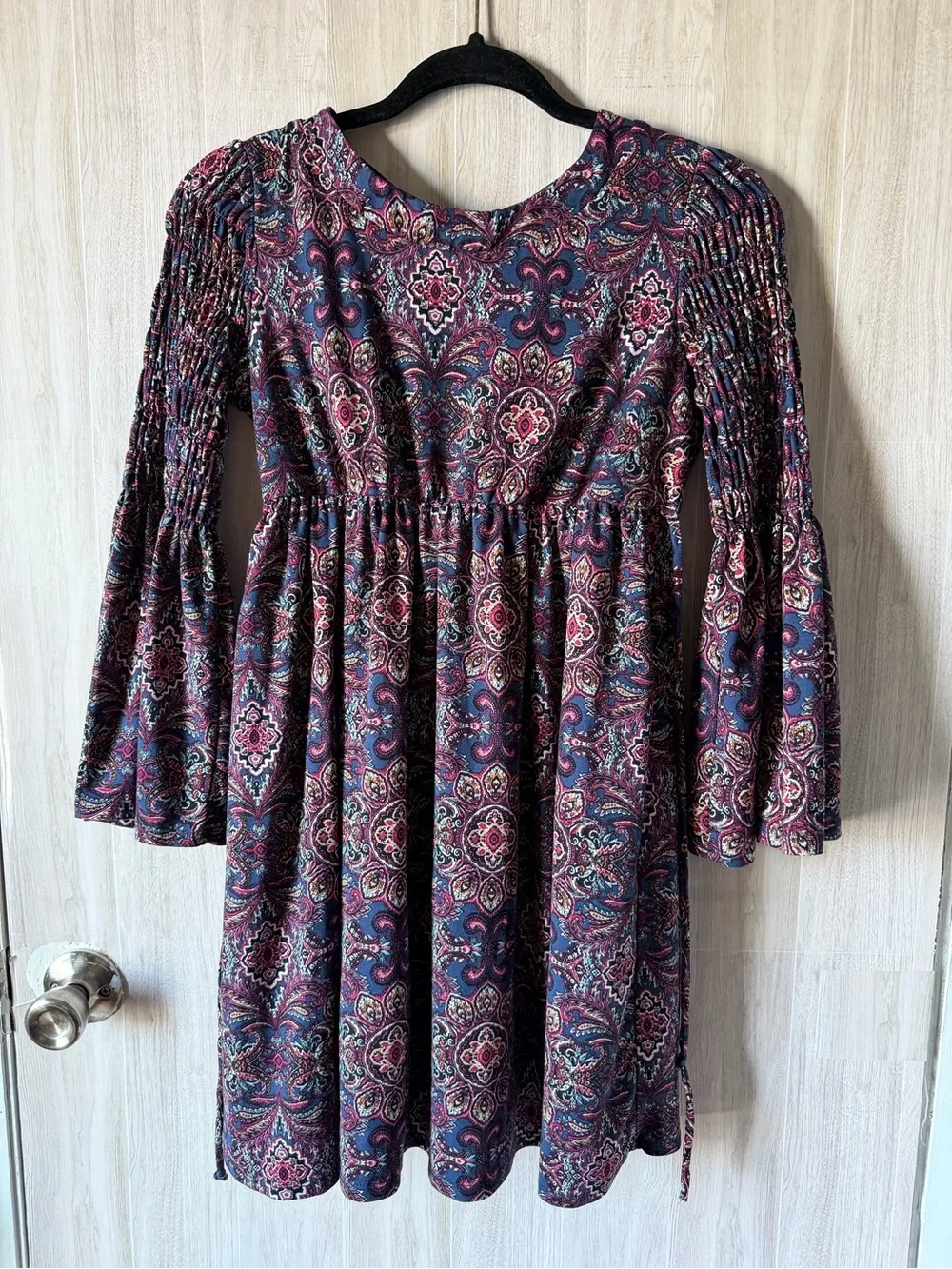 Speechless Navy and Pink Paisley Scoop Neck Dress